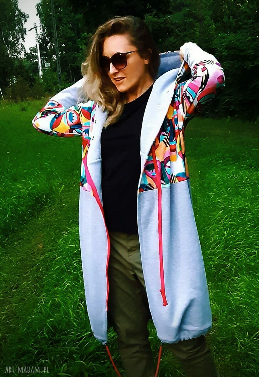 TWARZE długa bluza oversize z łączonych tkanin XL