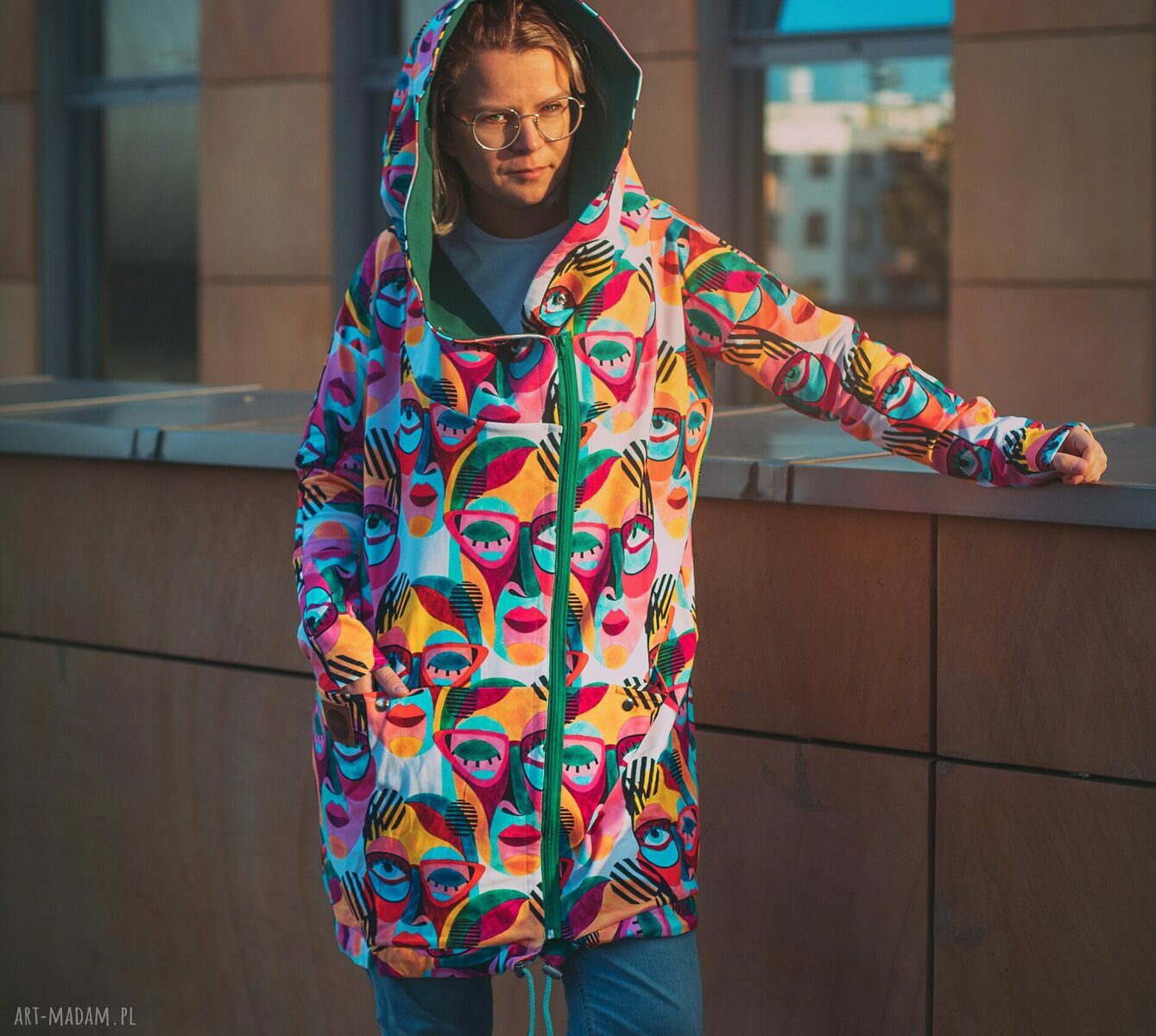 TWARZE długa bluza oversize z wzorzystej tkaniny S