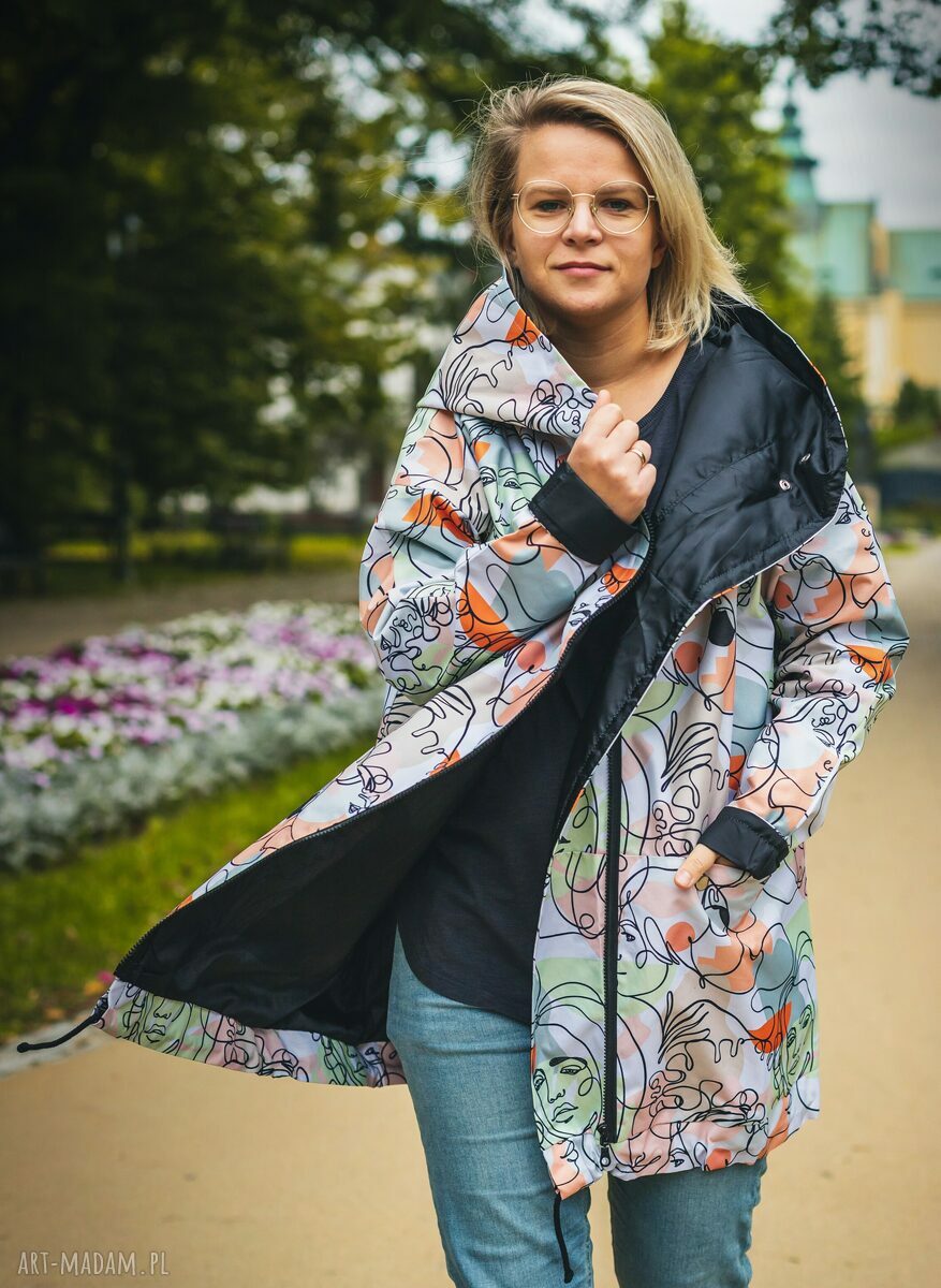 TWARZE oversizowy płaszcz z tkaniny wodoodpornej M