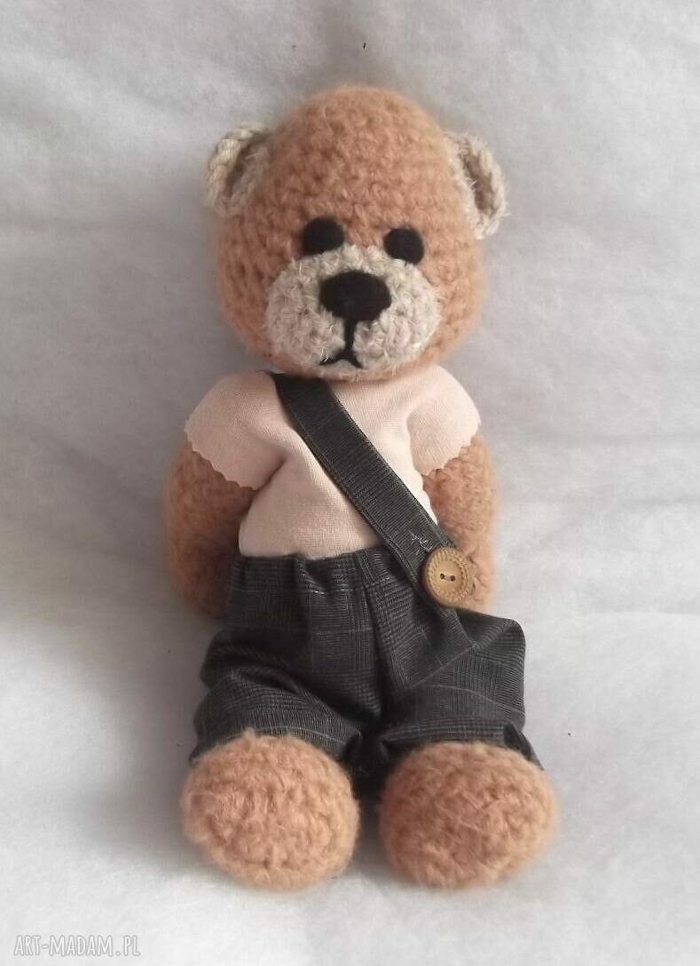 Tycjanek - szydełkowy miś z włóczki (33 cm)