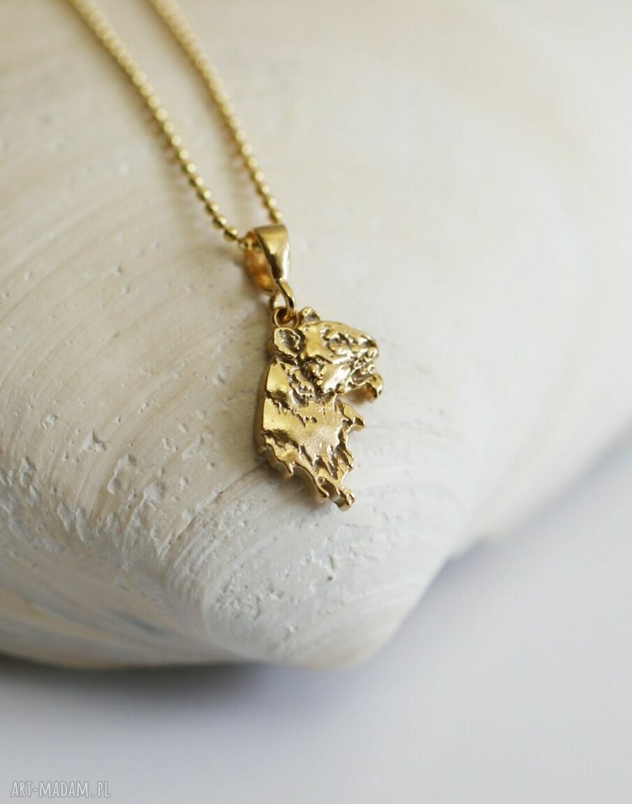 Tygrys mini amulet ze złoconego srebra 925 - wisiorek