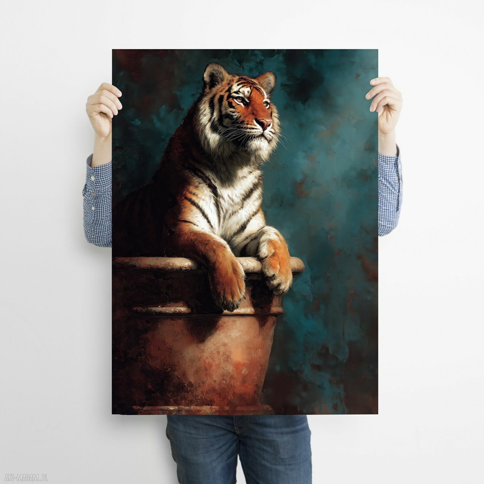 Tygrys w wannie - grafika na plakat A3 do łazienki