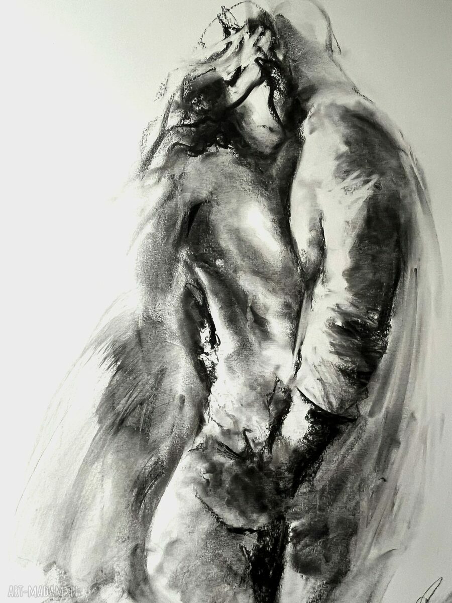 Tylko z Tobą - rysunek węglem 100x70 cm