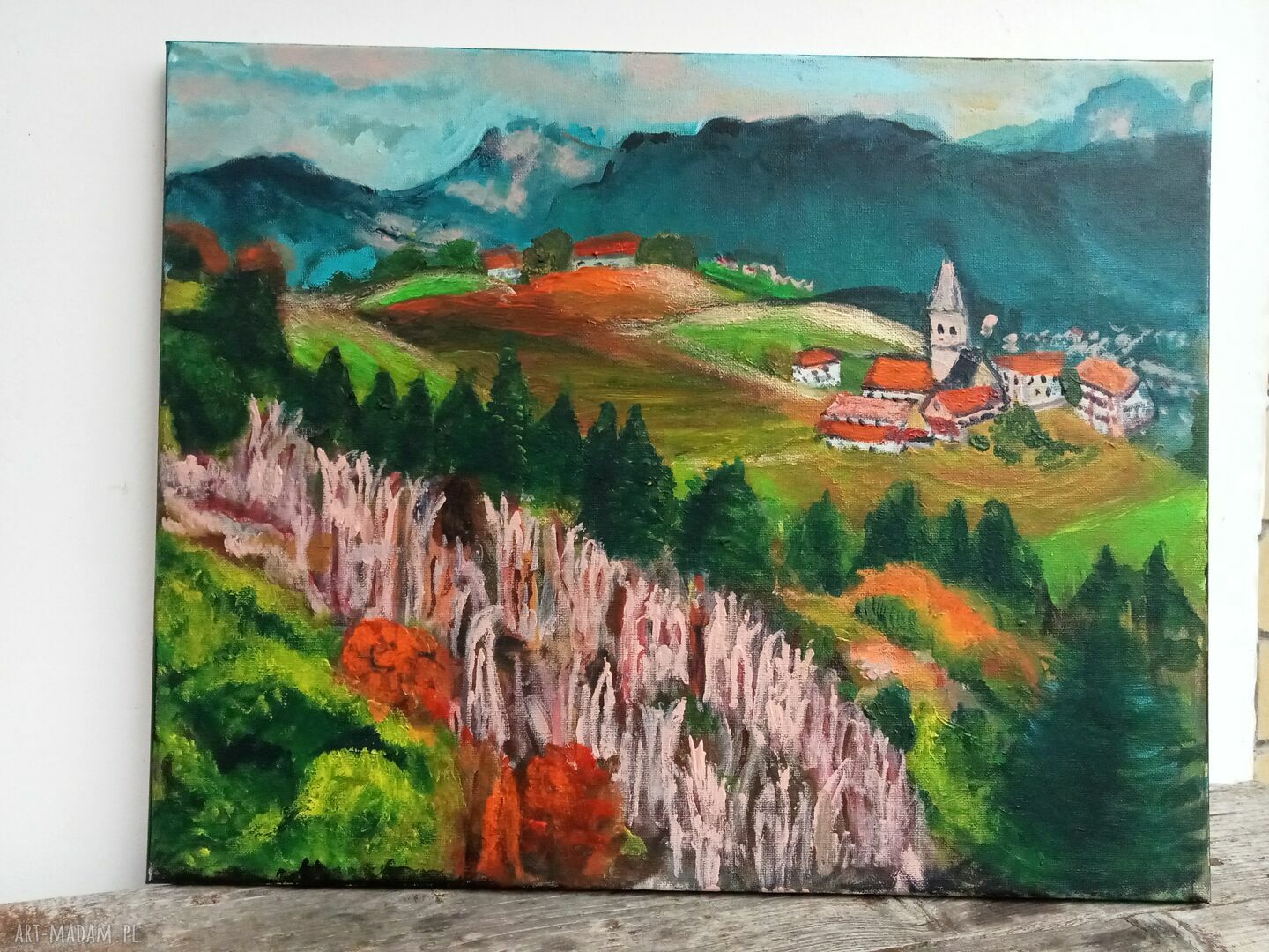 Tyrol - obraz akrylowy z pejzażem Austrii, gotowy do zawieszenia (40 x 50 x 2 cm)