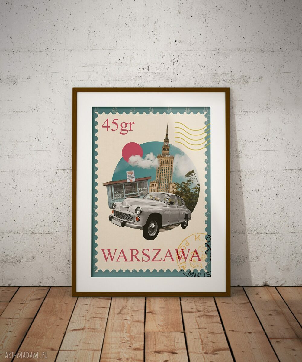Plakat „U nas w Warszawie” - kolaż PRL A3 29,7x42 cm
