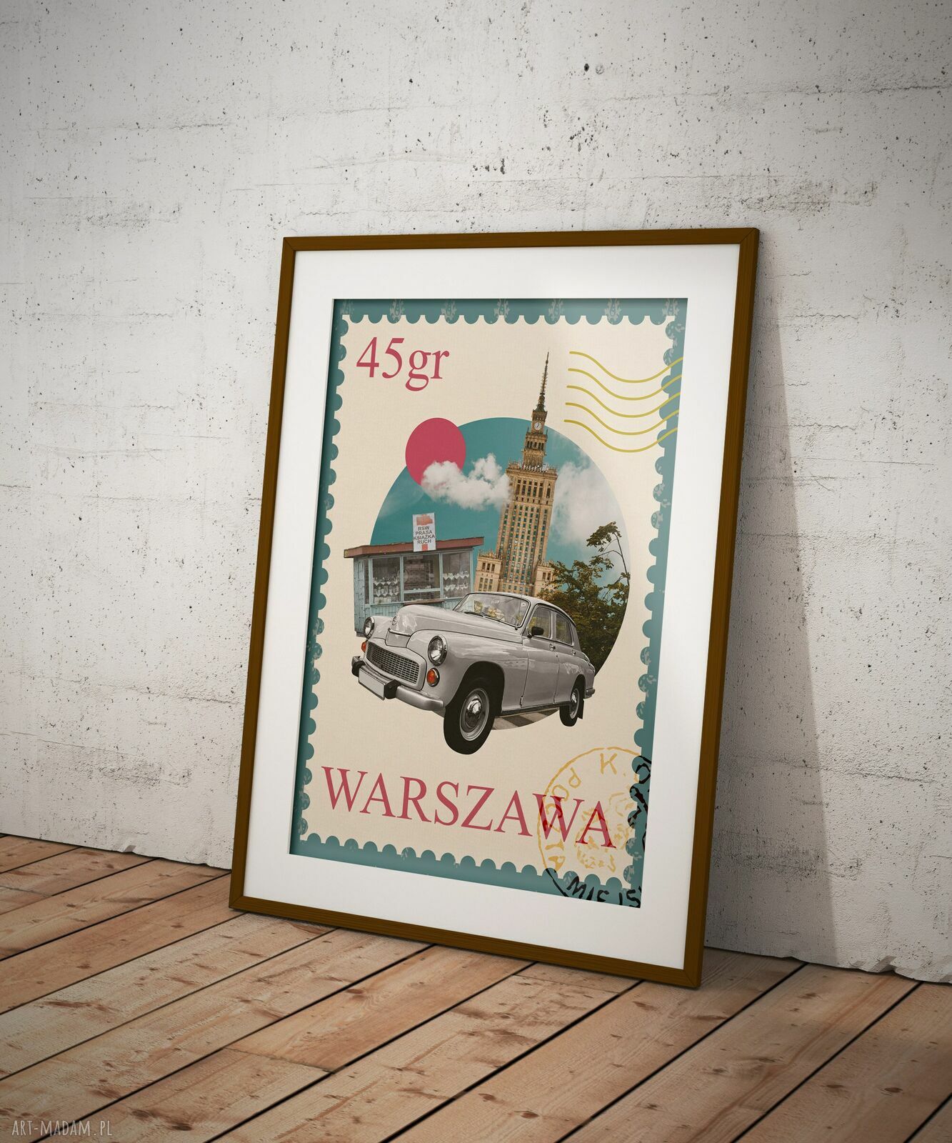 Plakat „U nas w Warszawie” - kolaż PRL A3 29,7x42 cm