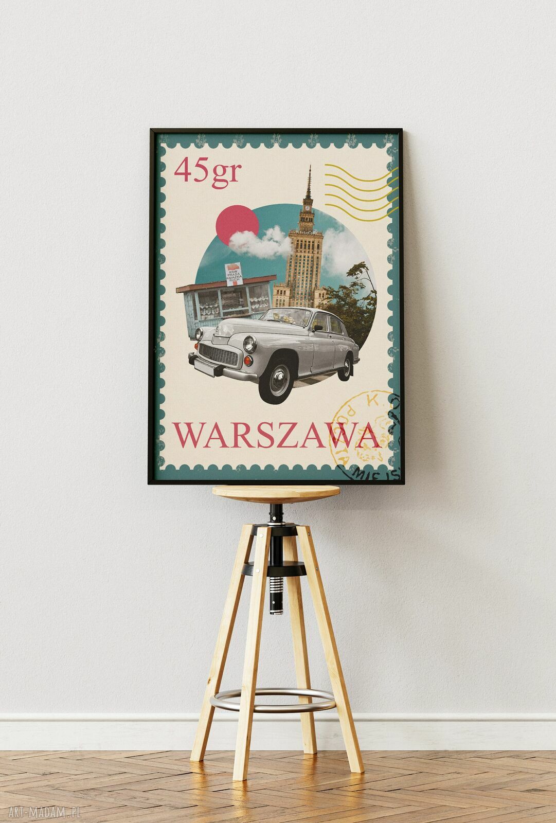 Plakat „U nas w Warszawie” - kolaż PRL A3 29,7x42 cm