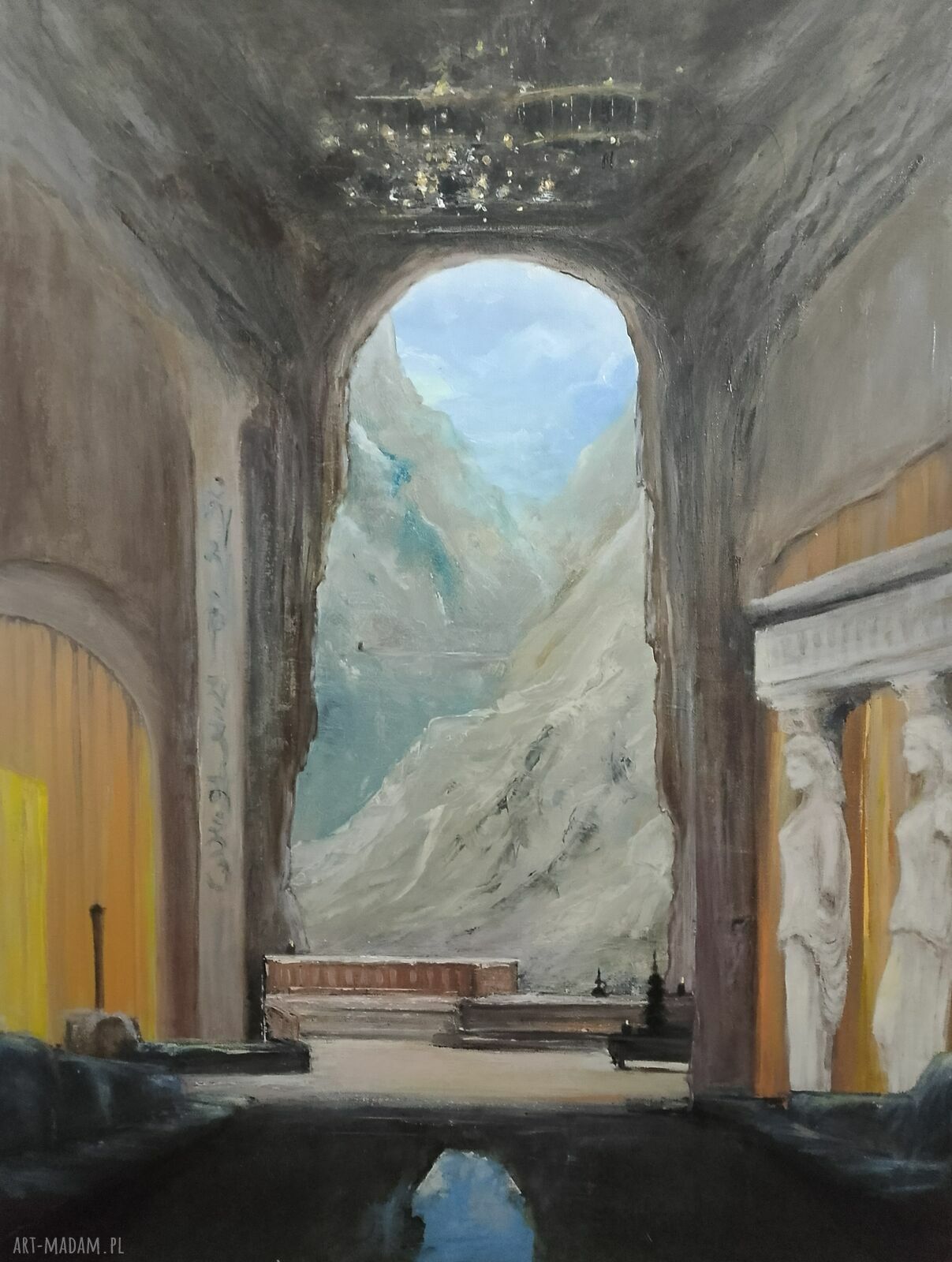„U Platona” - ręcznie malowany obraz olejny 80x60 na blejtramie