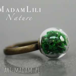 „leśny mech” brązowy pierścionek madamlili - brązowe