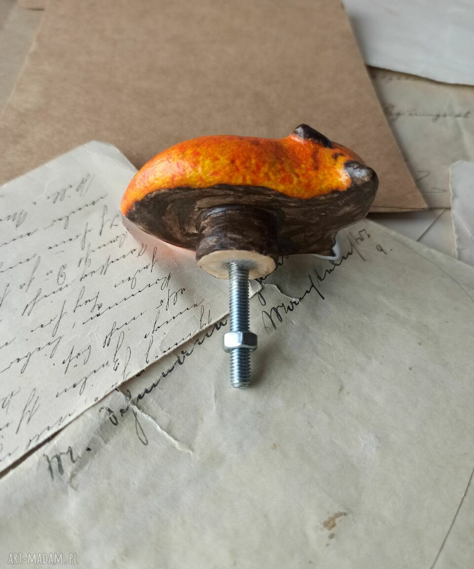 Uchwyt do szuflady Lisek - ceramiczny handmade