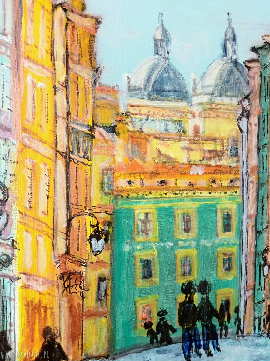 Obraz „Warszawa ul. Piwna” - akryl tempera, sygnowany i gotowy do zawieszenia