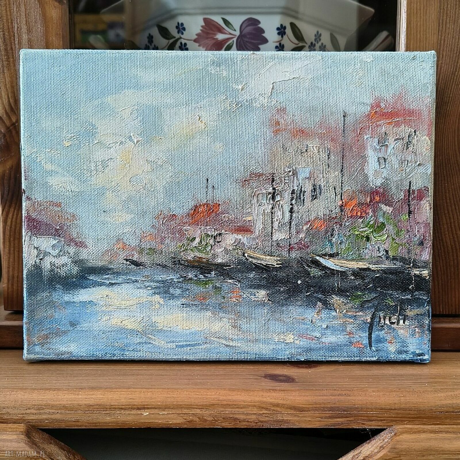 Ulotny pejzaż - obraz olejny 24x18 cm sygnowany i certyfikowany