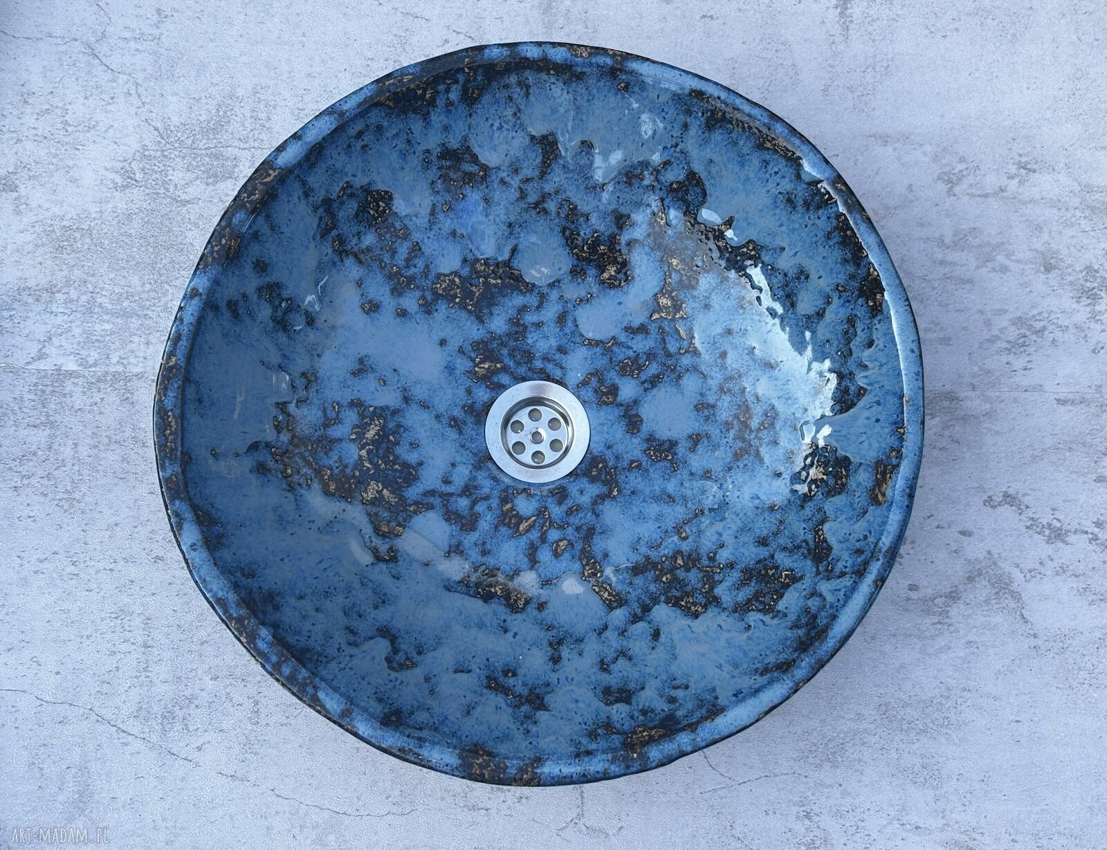 Duża umywalka ceramiczna - wielka misa na blat w zielono-turkusowym szkliwie