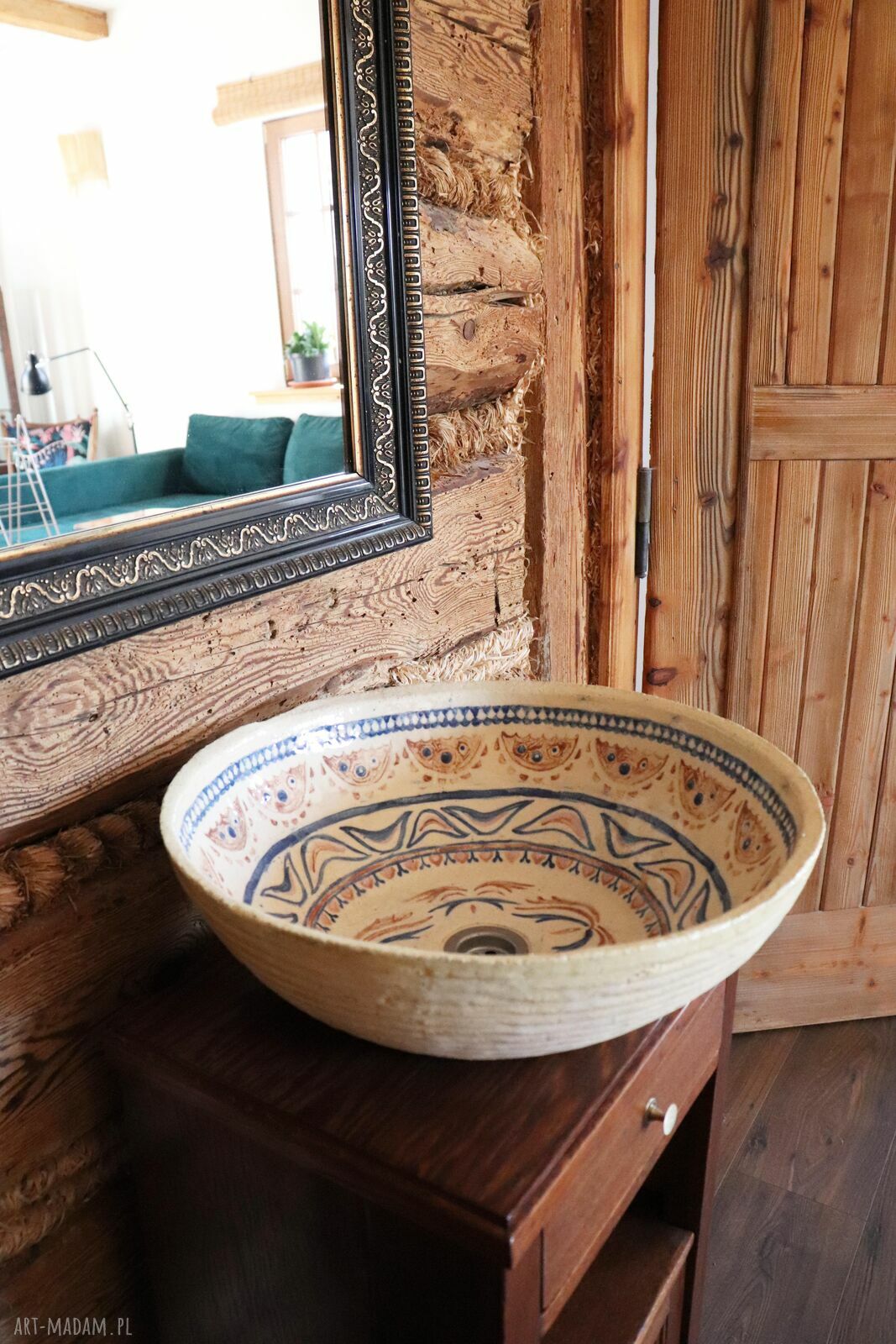 Umywalka ceramiczna nablatowa Hafty 31 cm - folklor w Twojej łazience