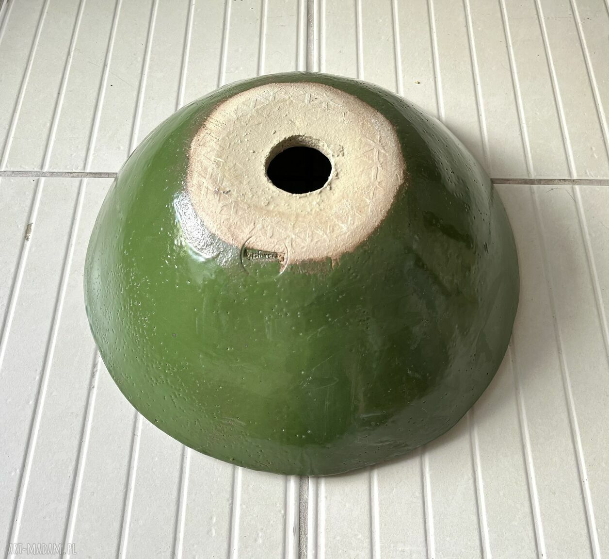 Umywalka ceramiczna „Paprocie” - ręcznie robiona nablatowa z szamotu