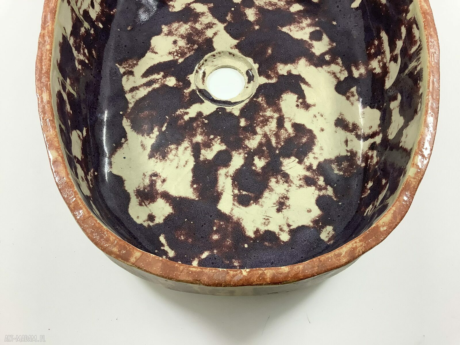 Umywalka ceramiczna Chińska Czerwień - ręcznie formowana z gliny szamotowej