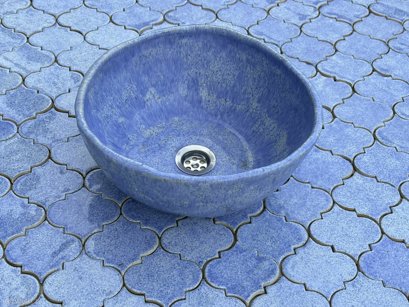 Niebieska umywalka ceramiczna - duża misa (ręcznie robiona)