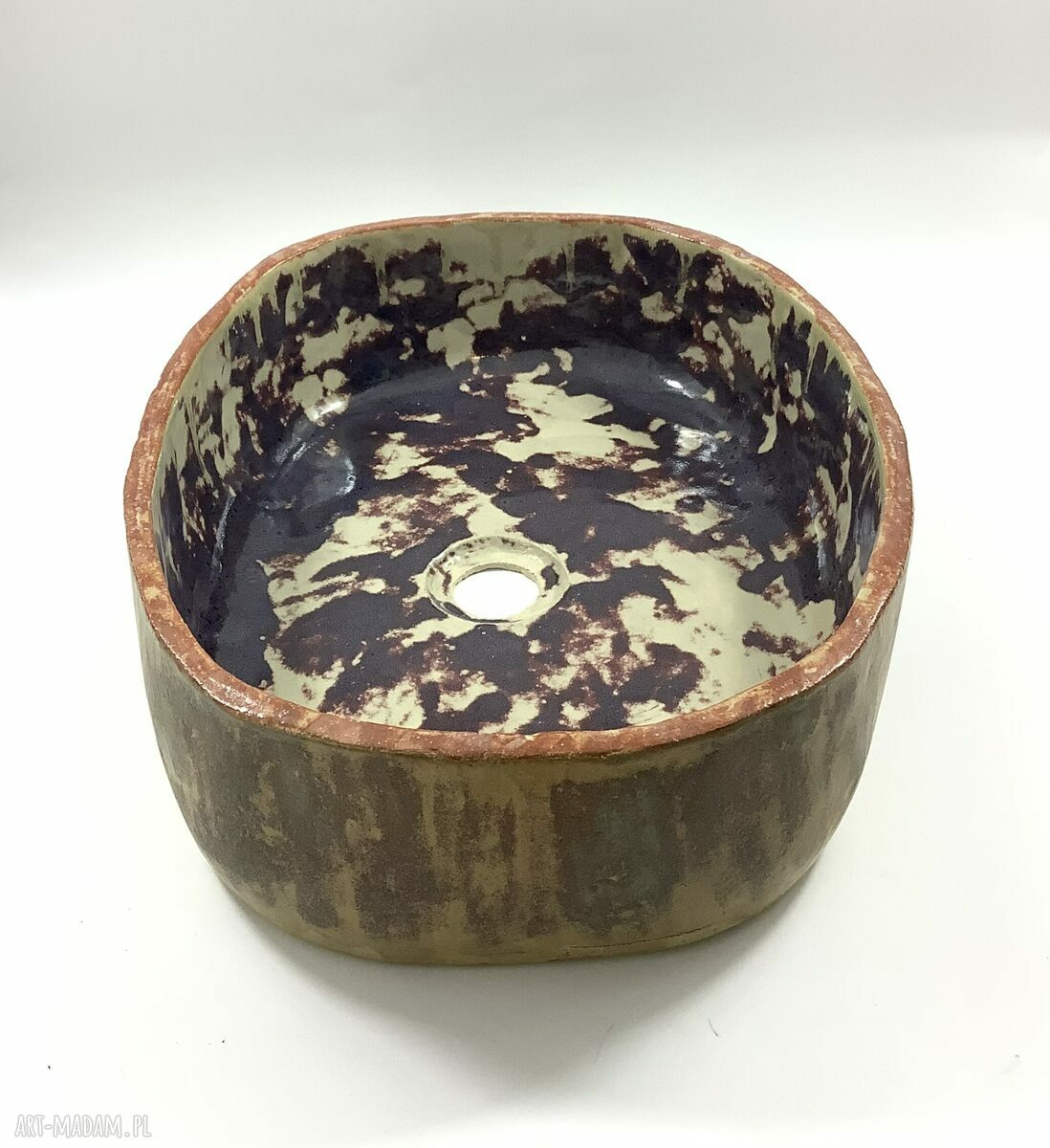 Umywalka ceramiczna Chińska Czerwień - ręcznie formowana z gliny szamotowej