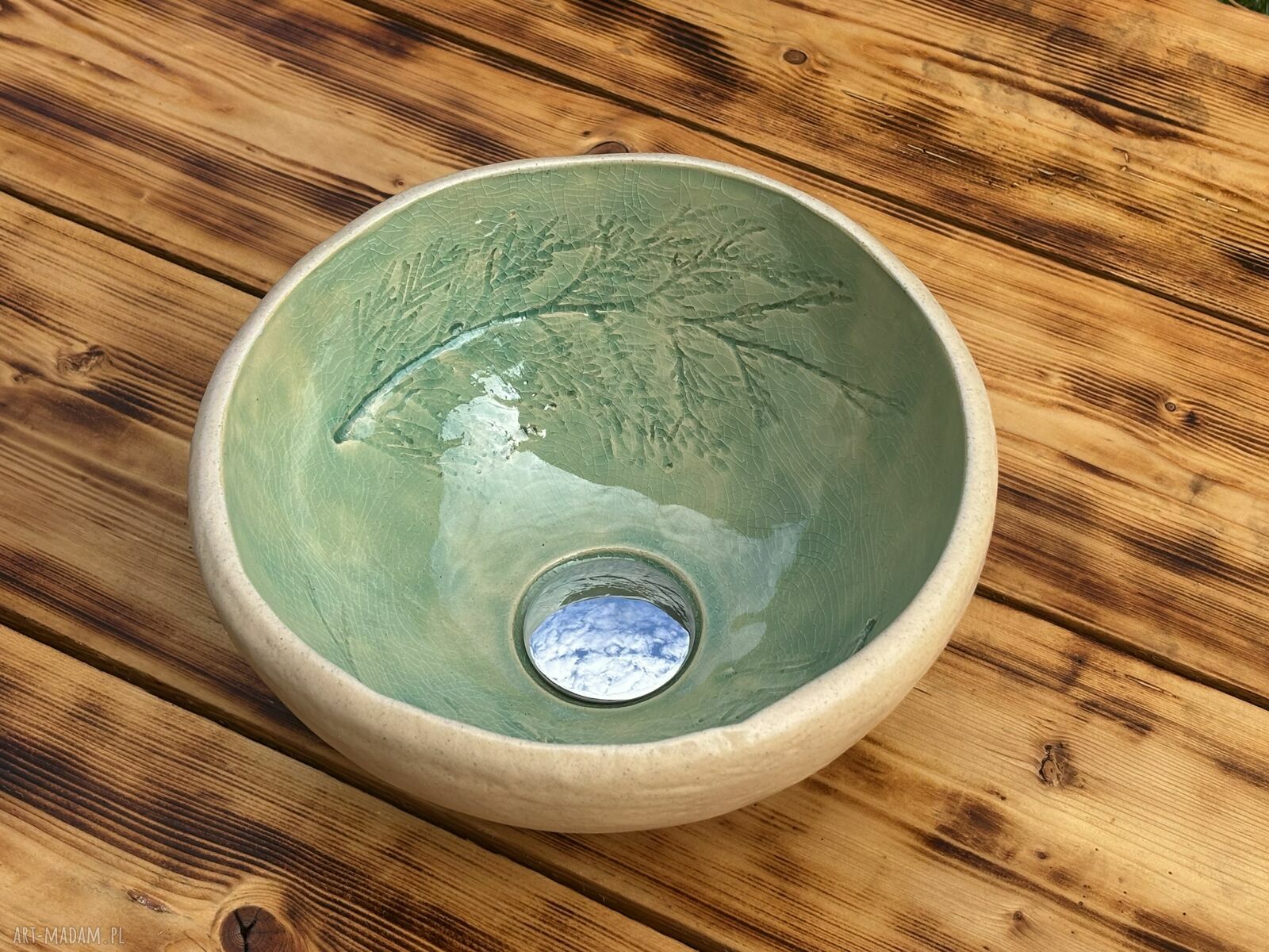 Dekoracyjna umywalka ceramiczna Zielony Cyprys