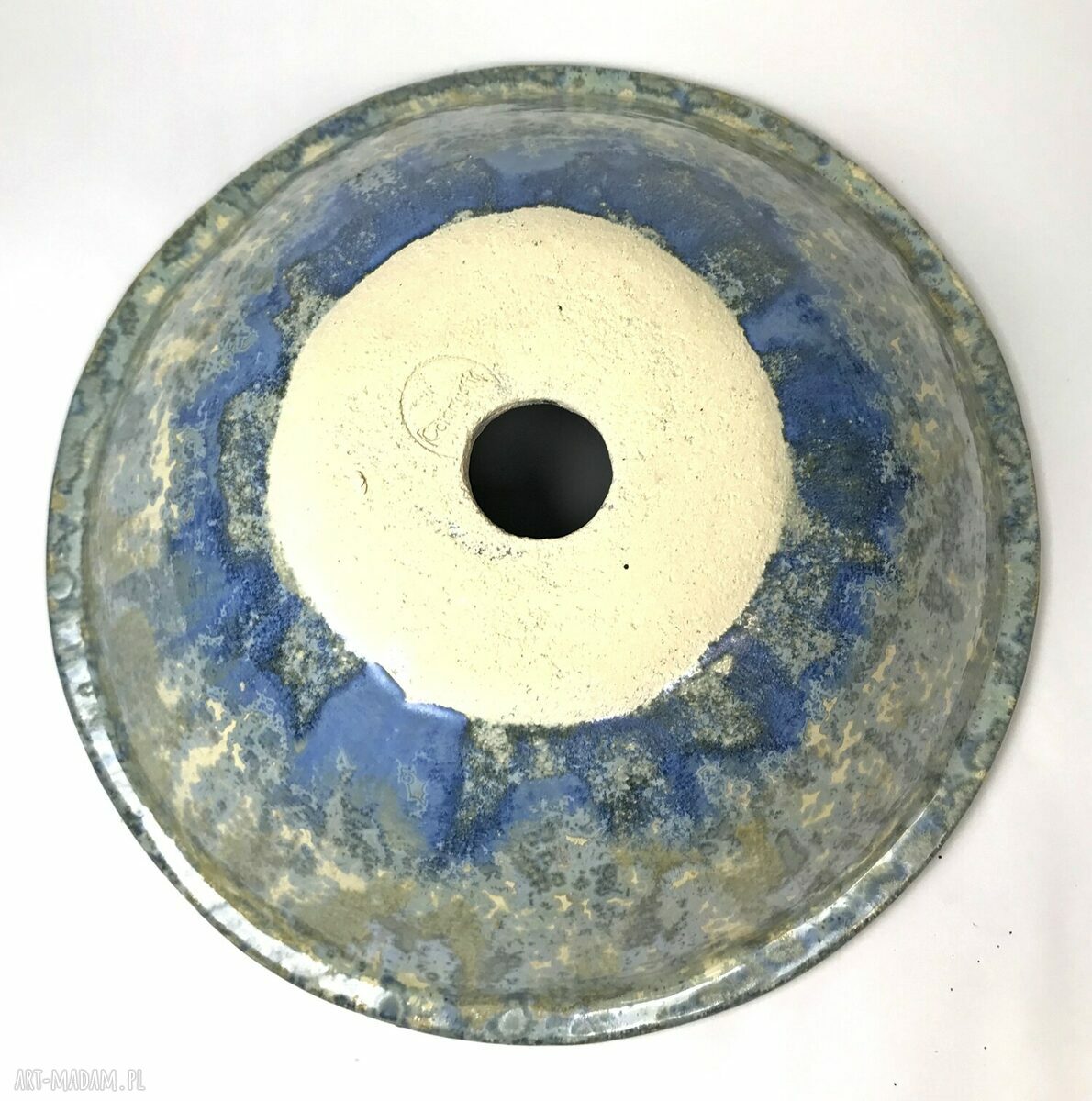 Umywalka ceramiczna nablatowa ręcznie formowana w zieleniach i błękitach