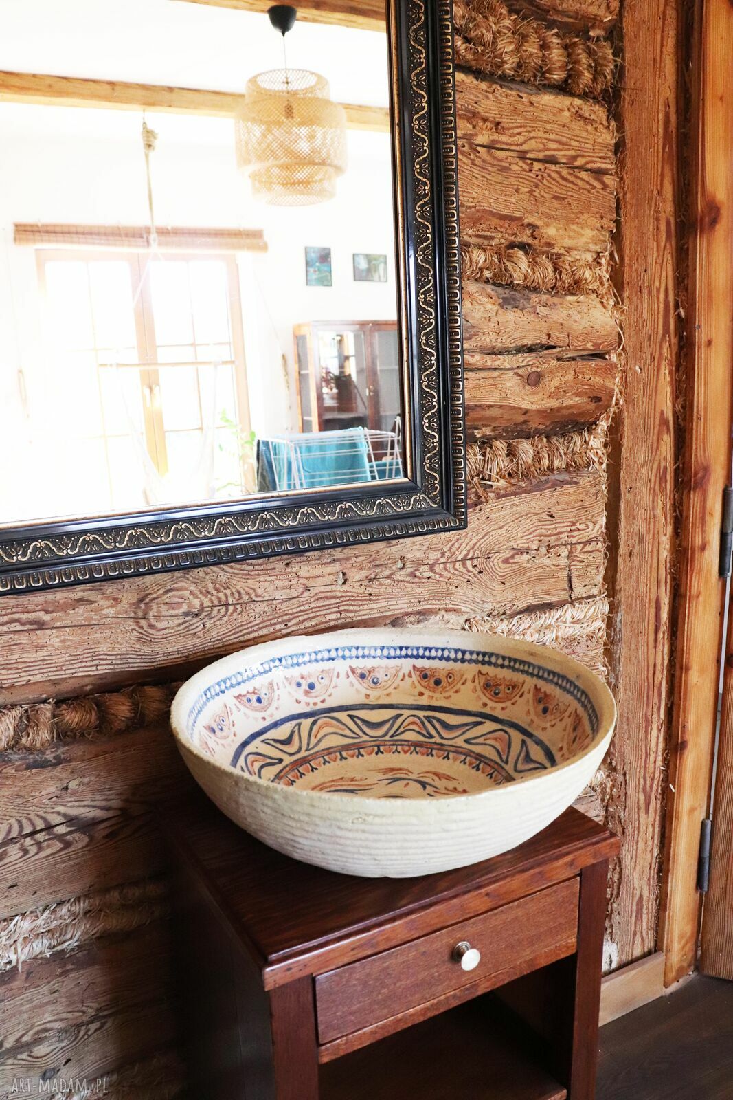 Umywalka ceramiczna nablatowa Hafty 31 cm - folklor w Twojej łazience
