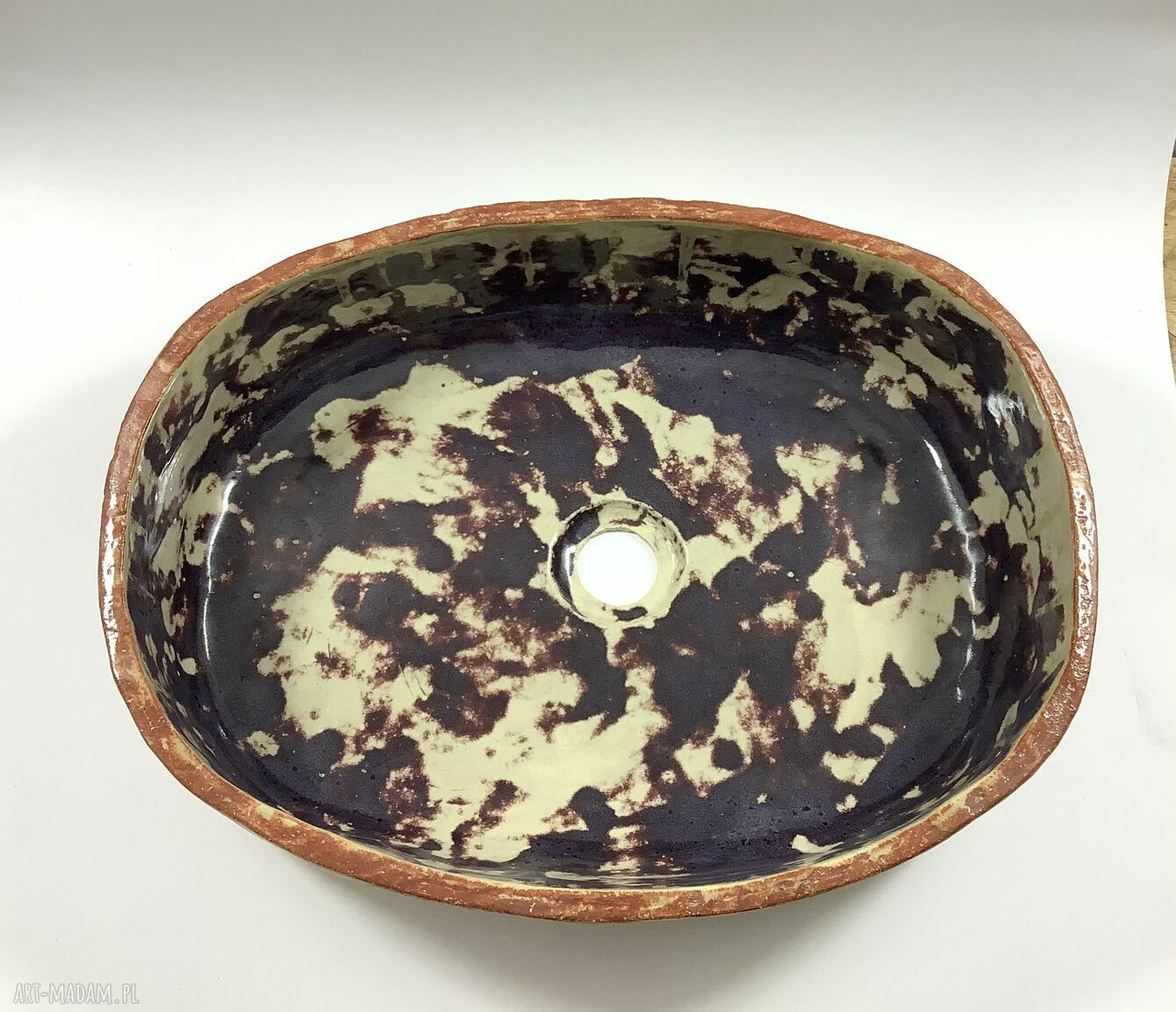 Umywalka ceramiczna Chińska Czerwień - ręcznie formowana z gliny szamotowej