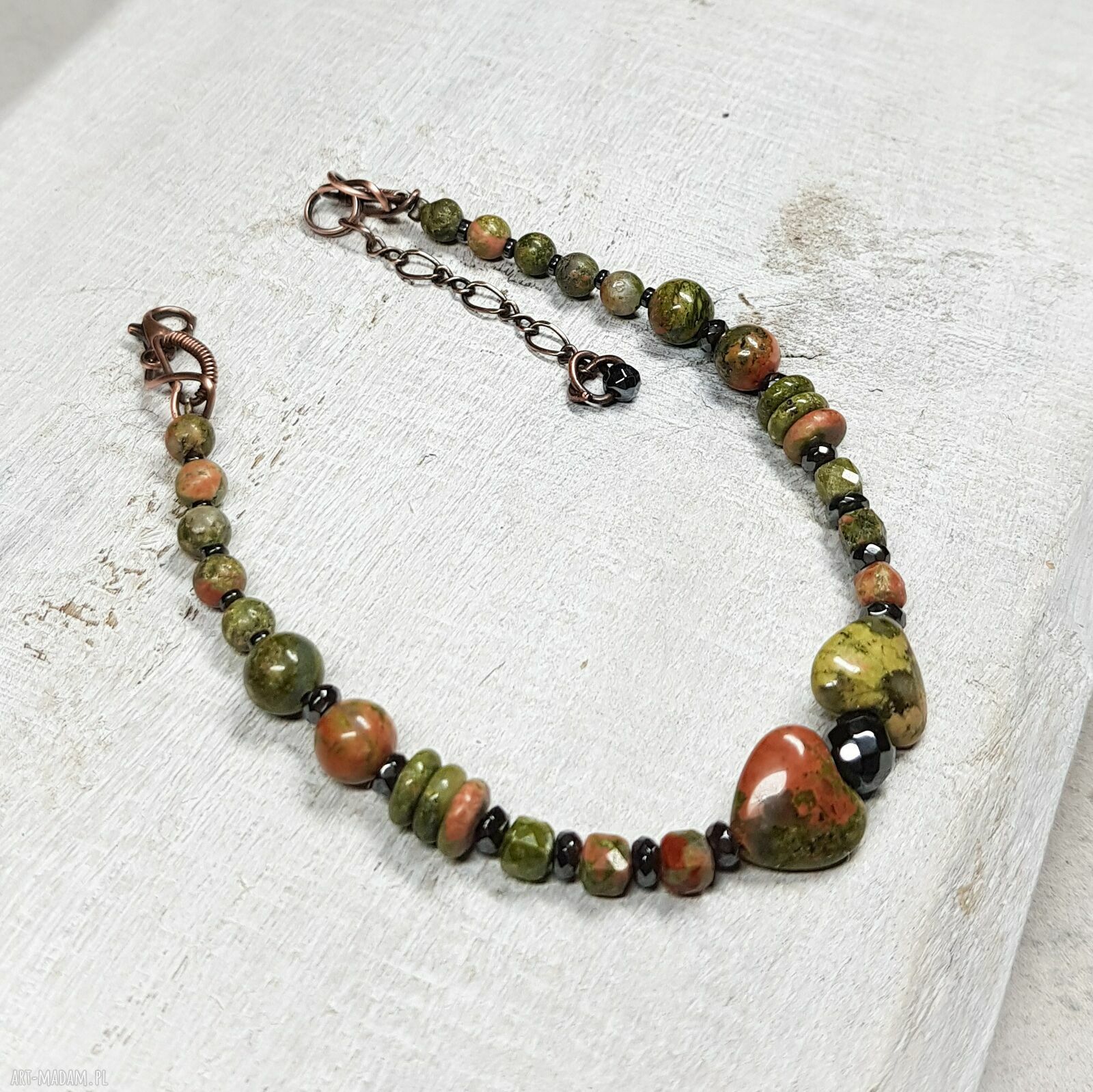 Unakit bransoletka w kolorach wiosny b25 - miedź (wire-wrapping)