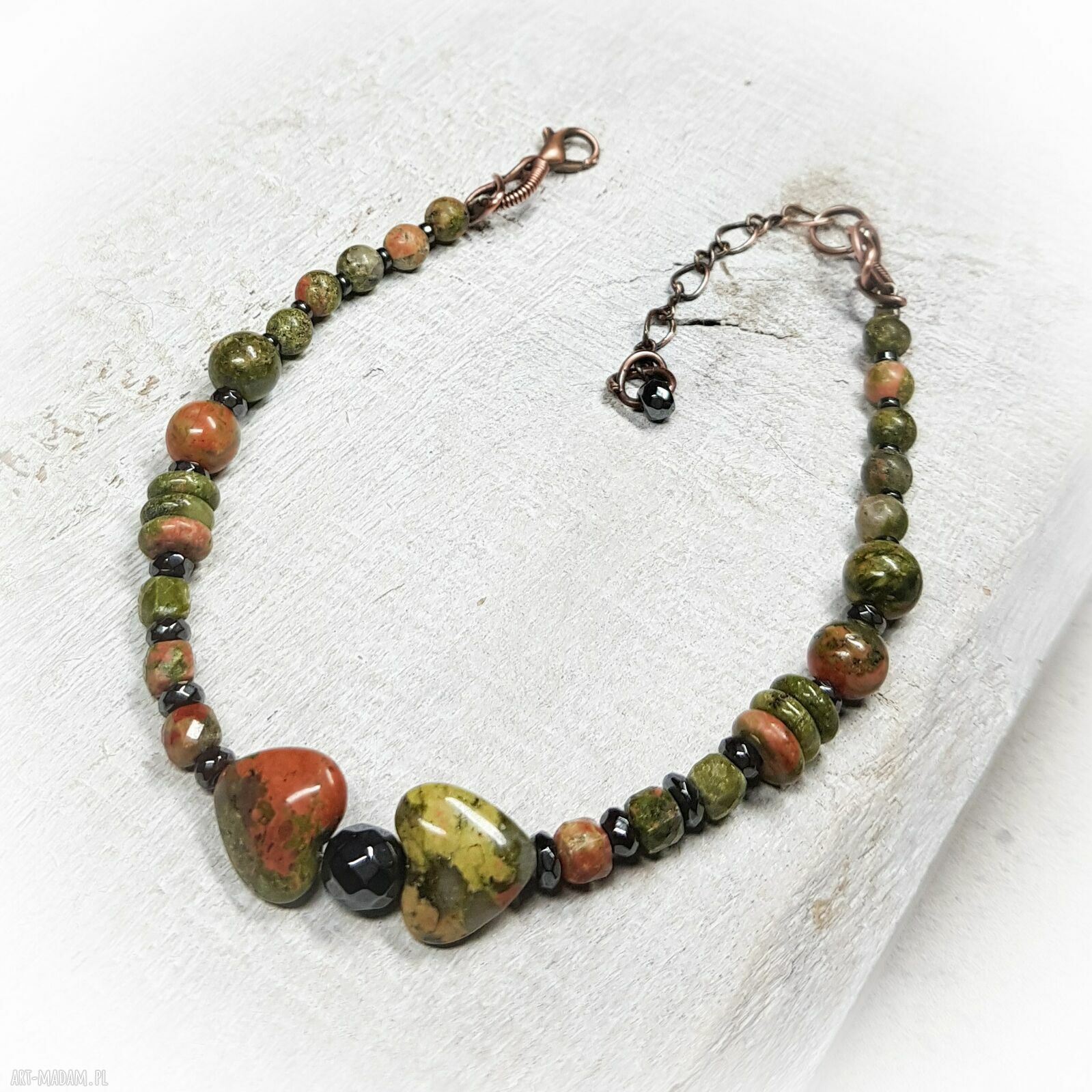 Unakit bransoletka w kolorach wiosny b25 - miedź wire-wrapping