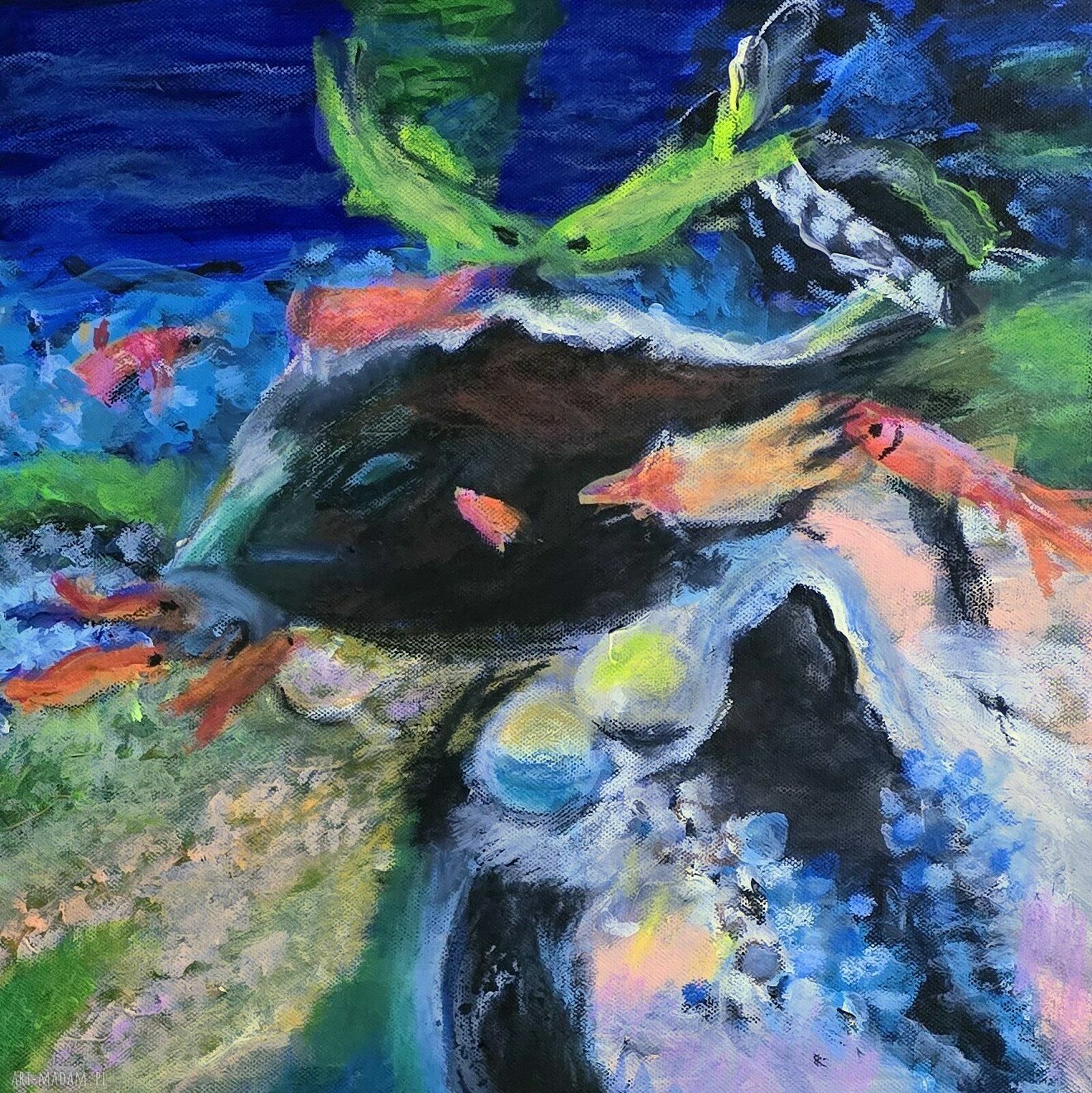 Underwater3 - obraz na płótnie 40x40 z rybami i podwodnym światem