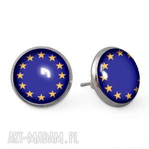 unia europejska - kolczyki sztyfty - wkrętki, prezent