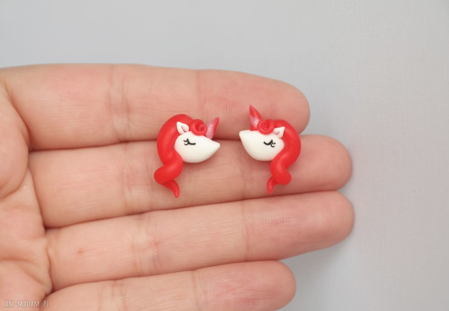 Unicorn - kolczyki jednorożce (Fimo, stal chirurgiczna)