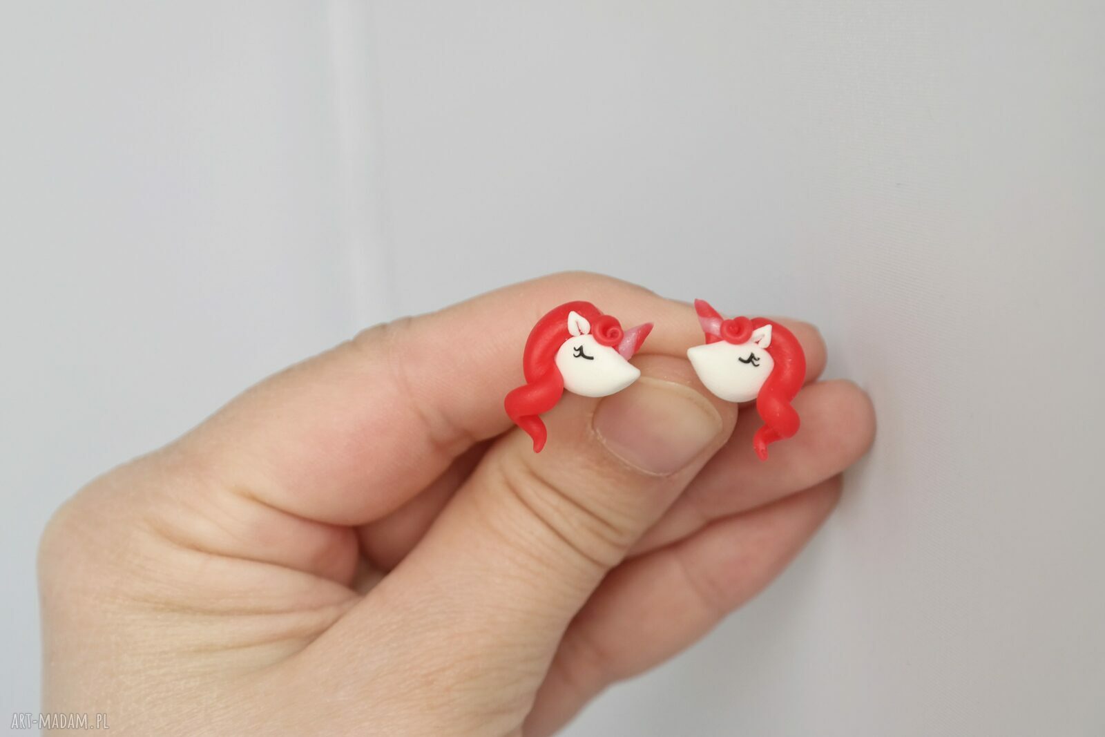 Unicorn - kolczyki jednorożce (Fimo, stal chirurgiczna)