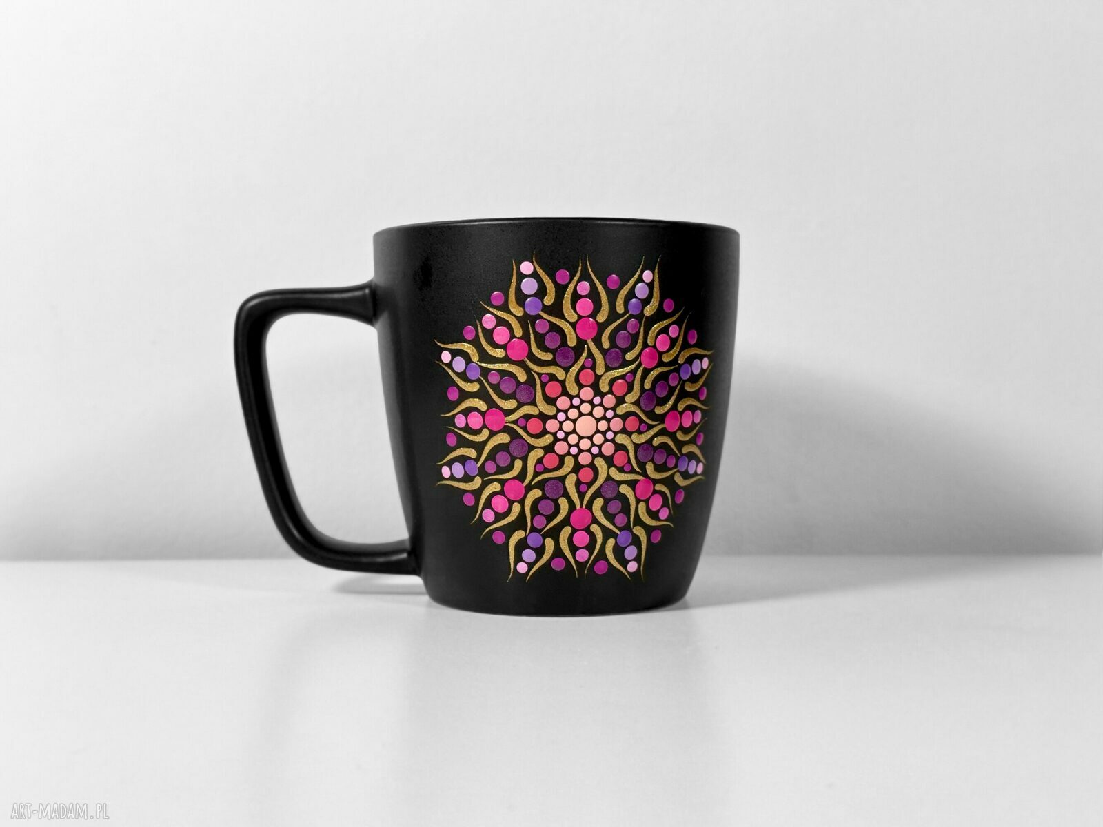 Kubek ceramiczny z ręcznie malowaną mandalą 400 ml