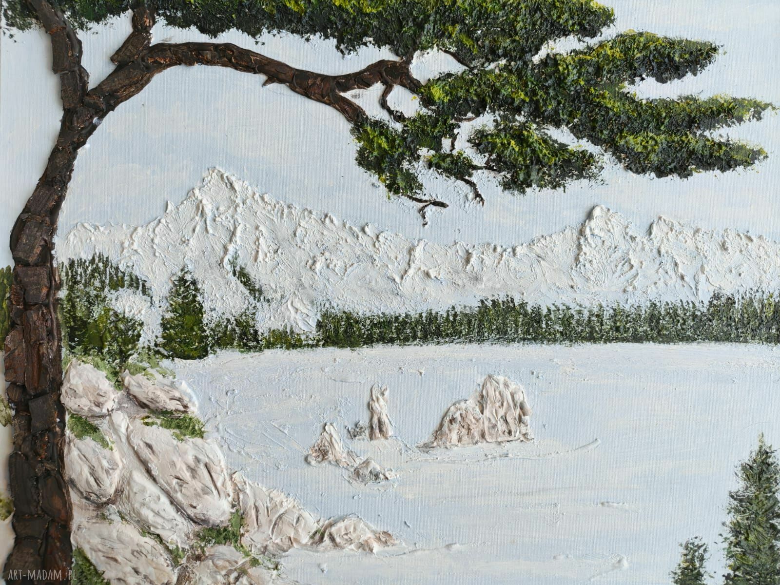 Duży obraz strukturalny 3D „Nad odosobnionym urwiskiem” 50x40 cm