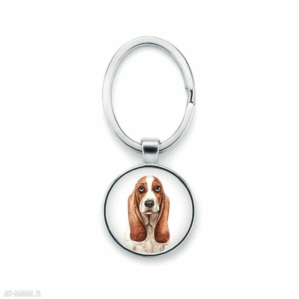 Brelok z grafikiem Basset Hound - uroczy prezent dla miłośniczki psów