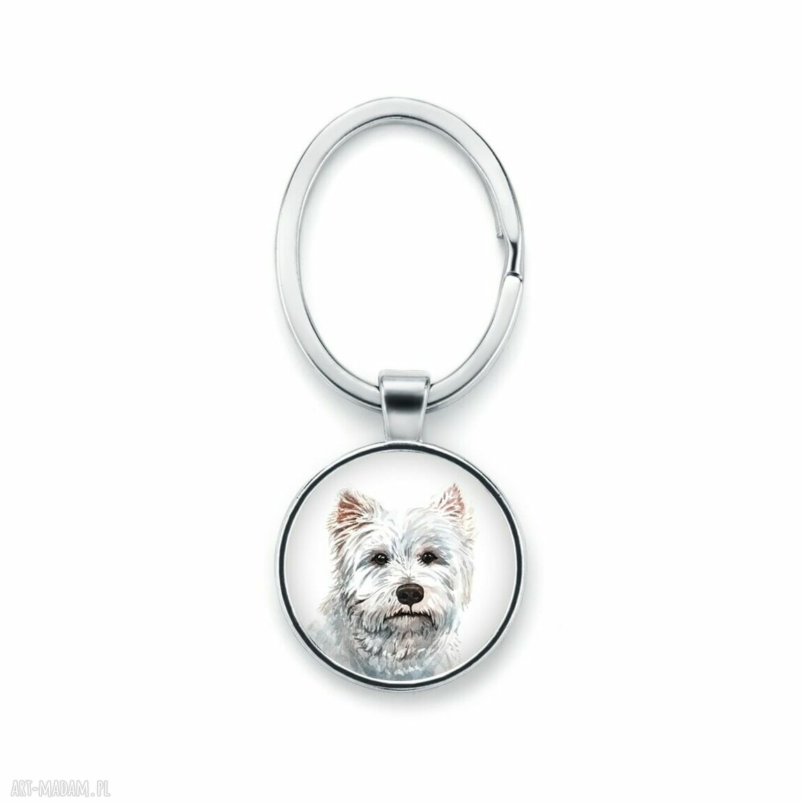 Brelok West Highland White Terrier ręcznie robiony z grafiką pod szkiełkiem