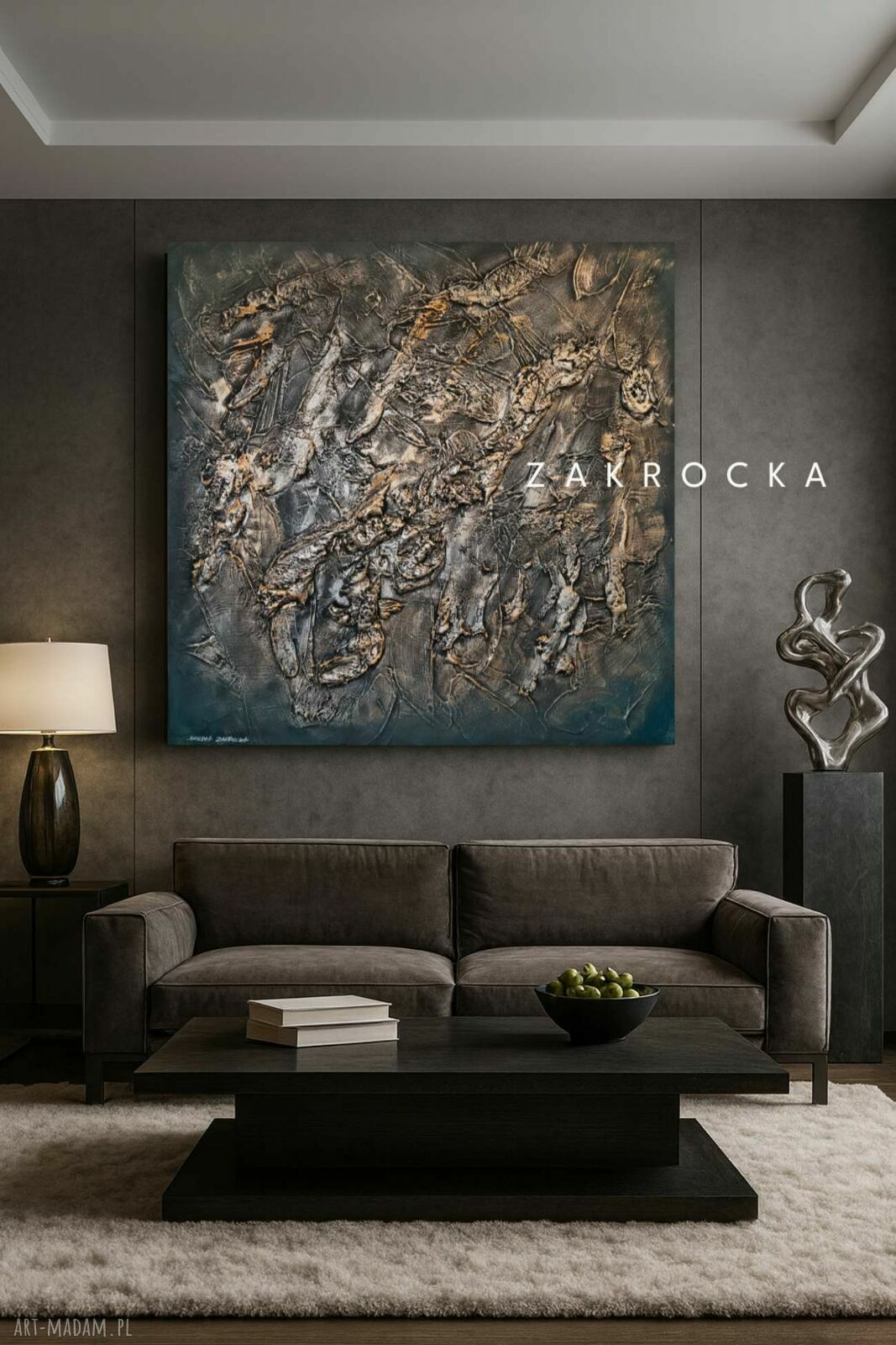 Unikatowy obraz strukturalny PLATINUM 100x100 cm - relief na ścianę