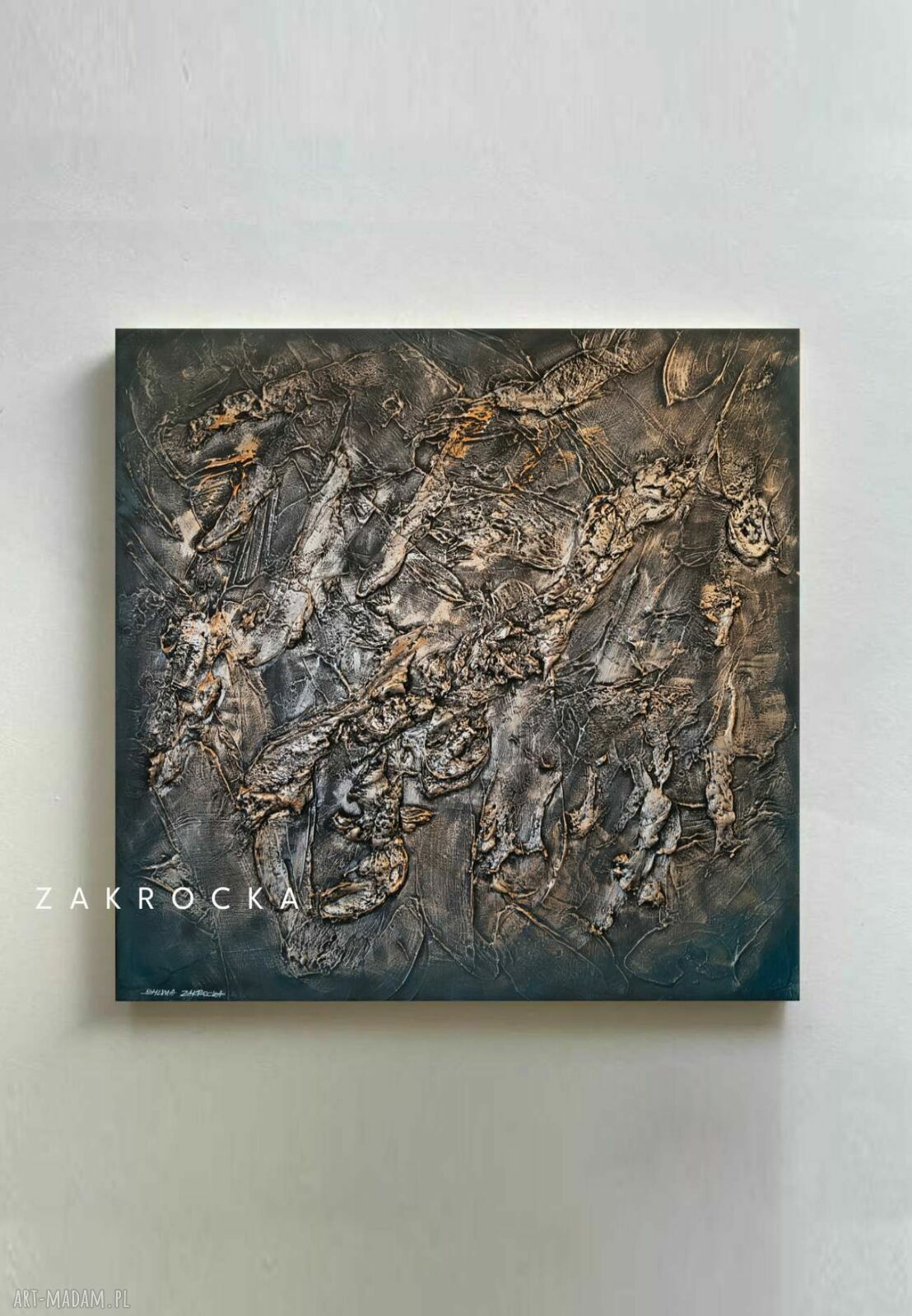 Unikatowy obraz strukturalny PLATINUM 100x100 cm - relief na ścianę