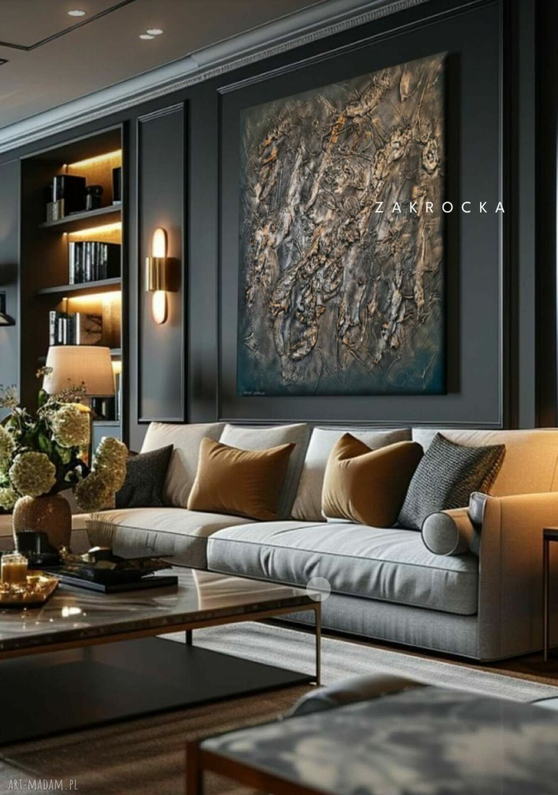 Unikatowy obraz strukturalny PLATINUM 100x100 cm - relief na ścianę