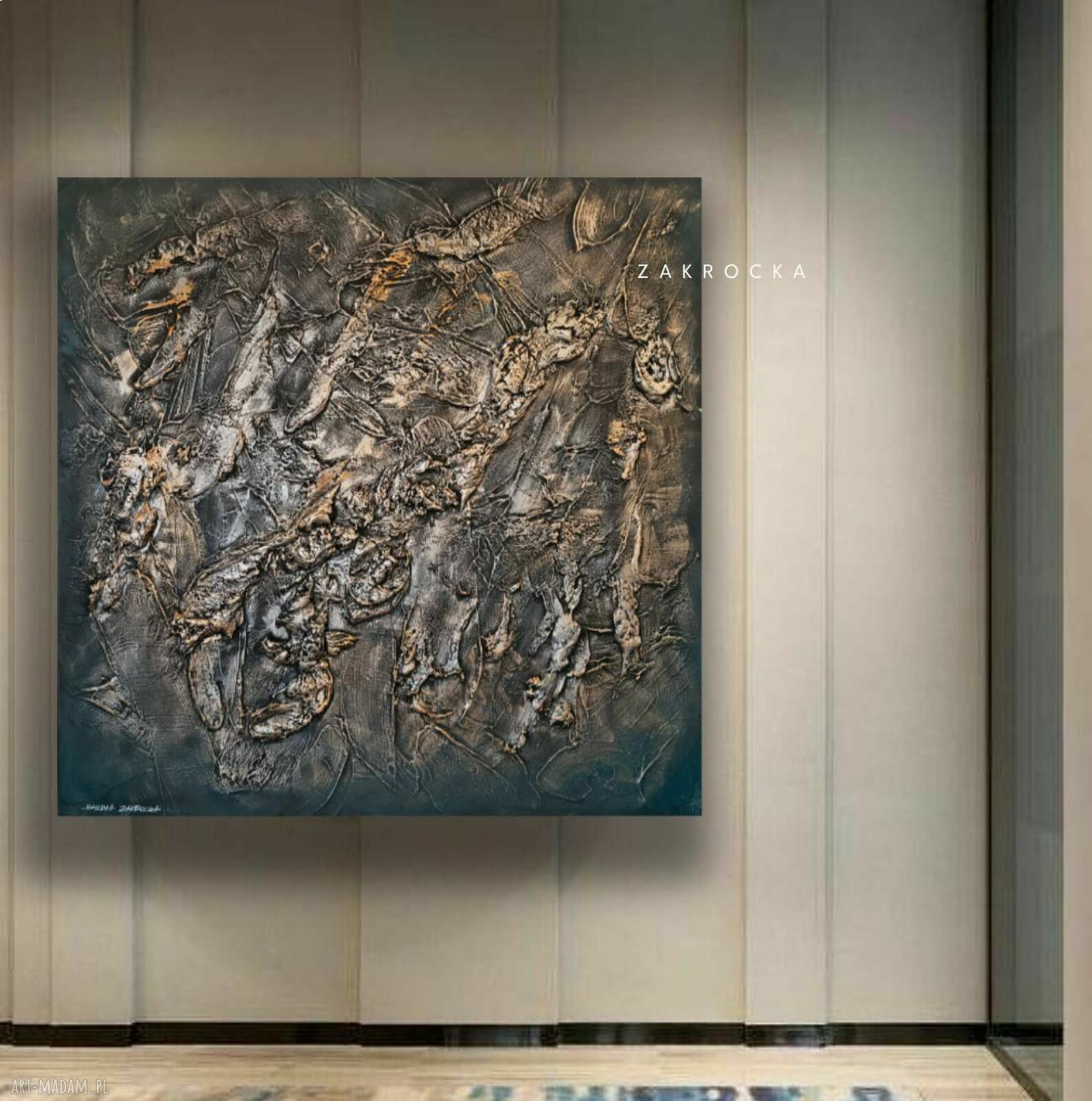 Unikatowy obraz strukturalny PLATINUM 100x100 cm - relief na ścianę
