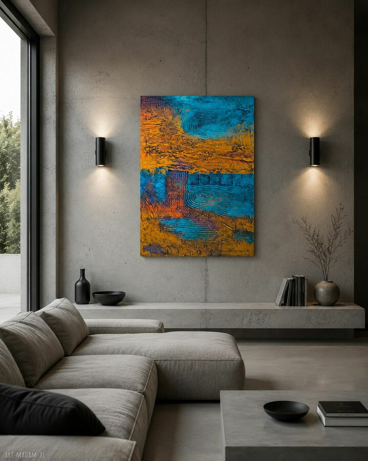Unikatowy obraz strukturalny ZAKROCKA 70x100 cm - gruba faktura i industrialny nastrój