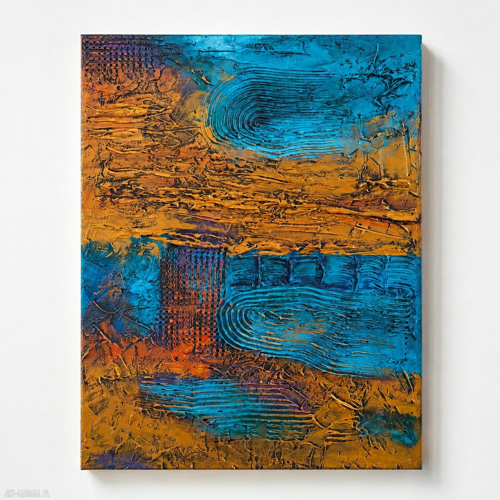 Unikatowy obraz strukturalny ZAKROCKA 70x100 cm - gruba faktura i industrialny nastrój