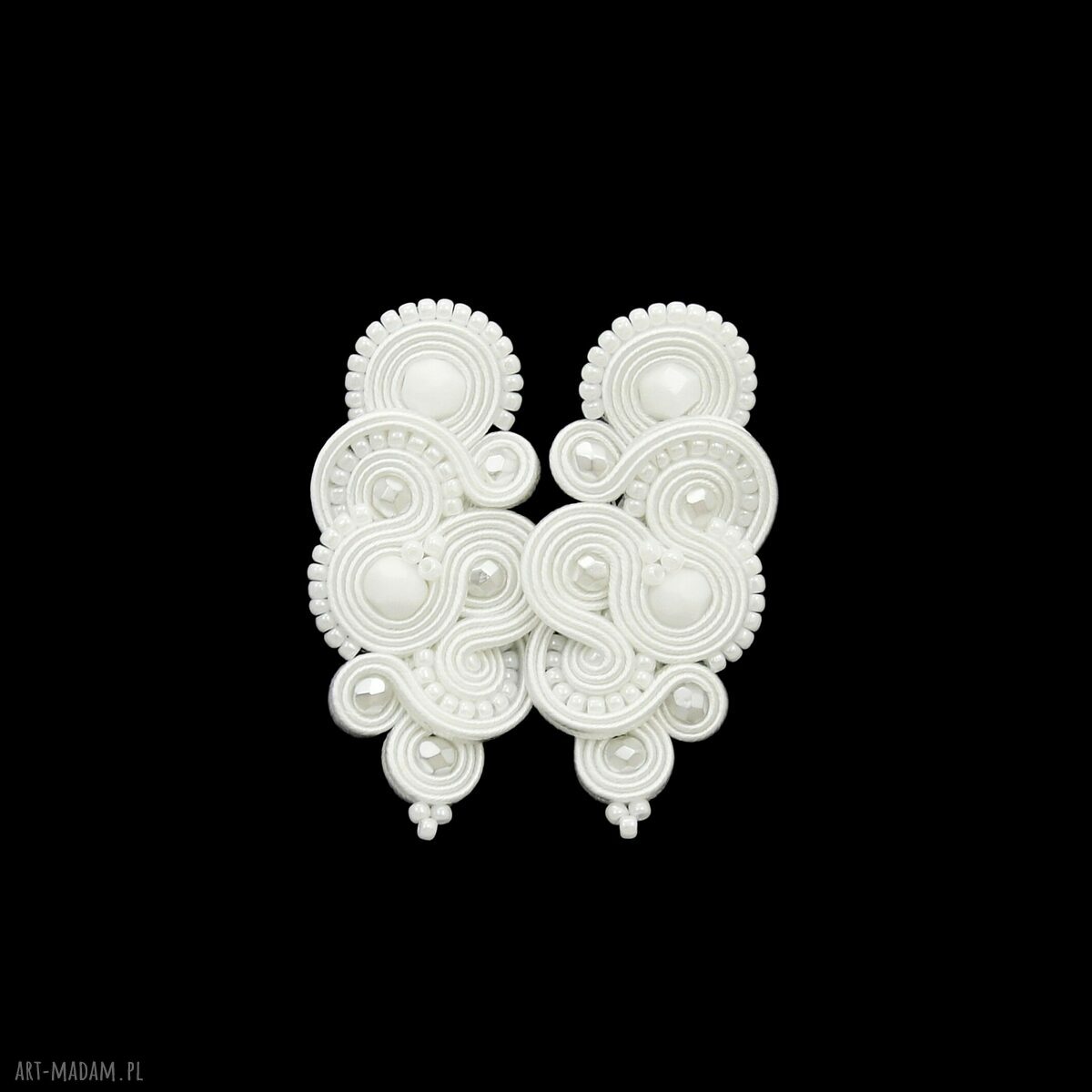 kolczyki ślubne mirino white soutache HandMade