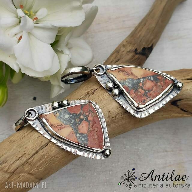 Unikatowe kolczyki z jaspisem maligano Handmade