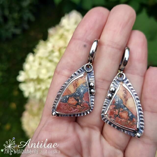 Unikatowe kolczyki z jaspisem maligano Handmade