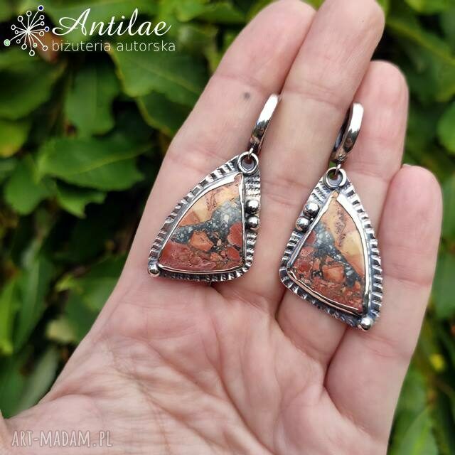 Unikatowe kolczyki z jaspisem maligano Handmade