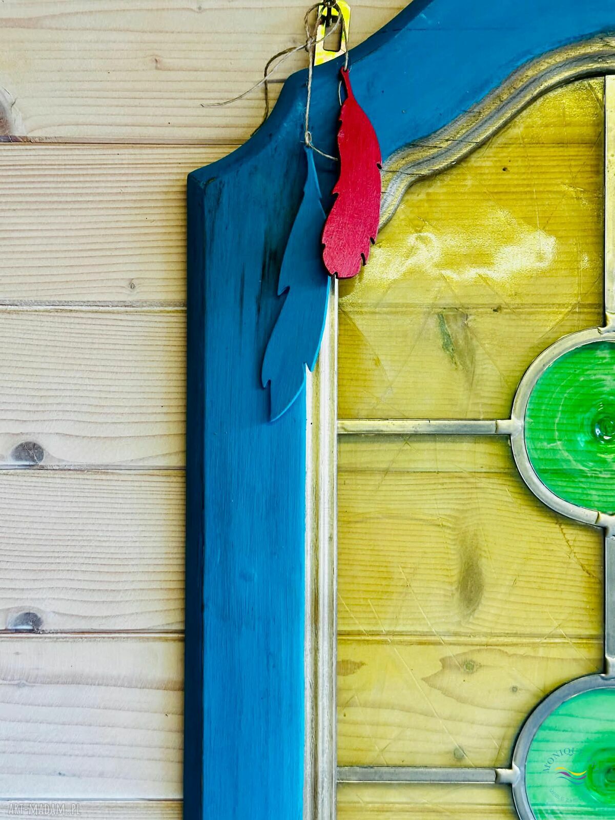 Unikatowy zestaw odnawianych mebli boho do przedpokoju - siedzisko ze schowkiem i półka GRATIS