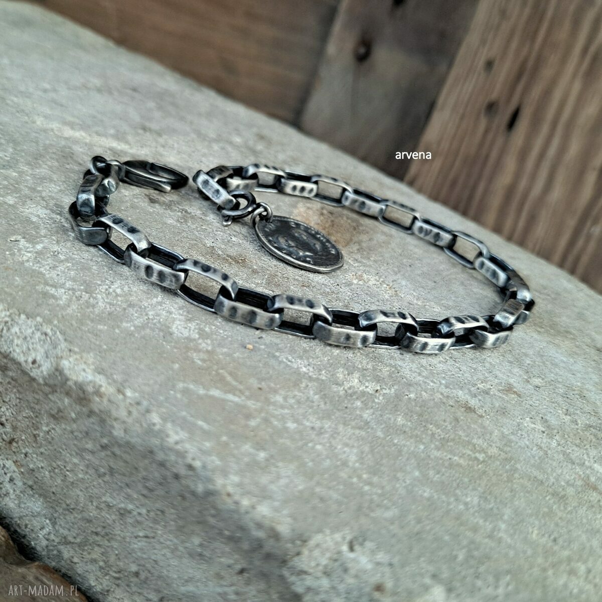 Bransoletka unisex ze srebra oksydowanego 925 - łańcuch z charms 06