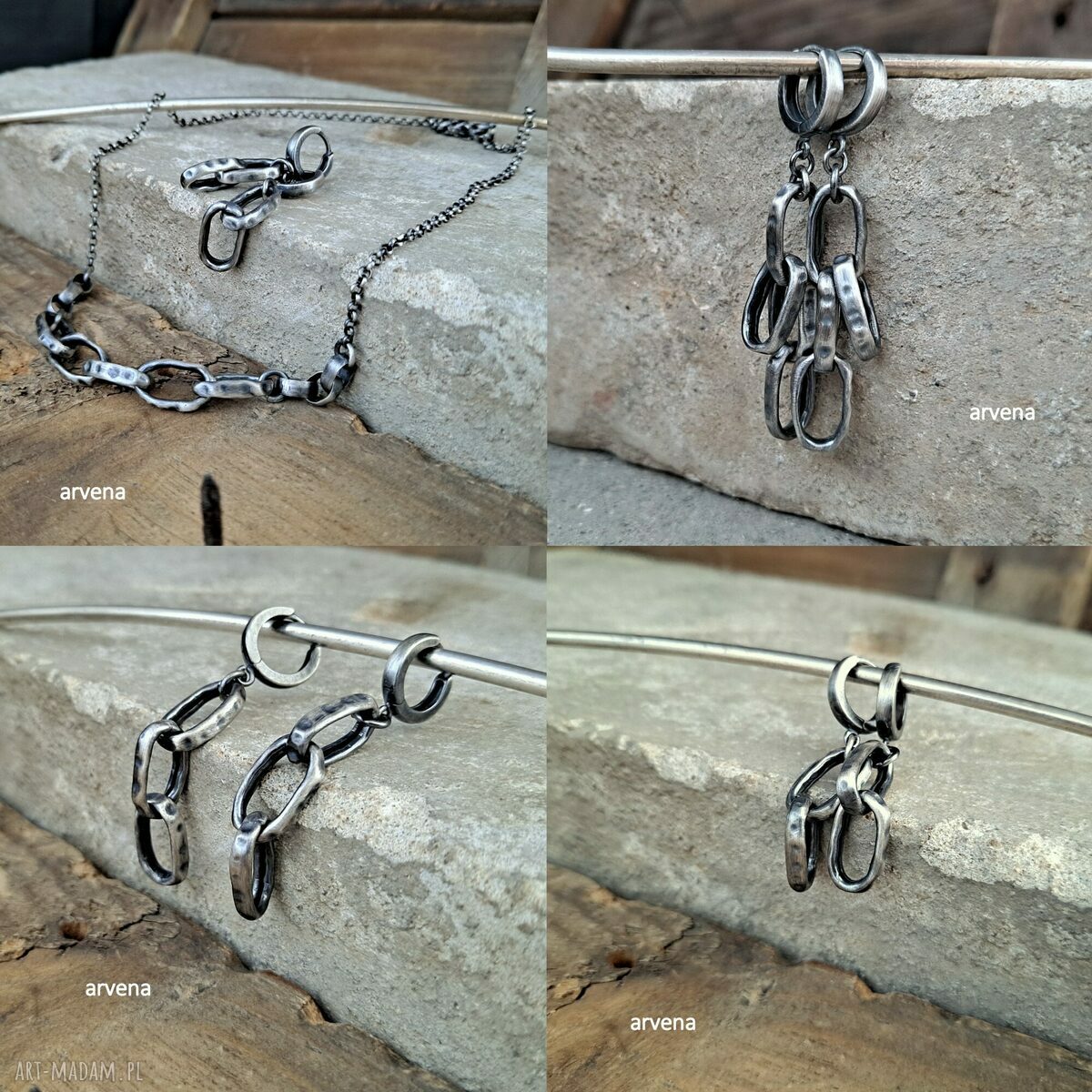Bransoletka unisex ze srebra oksydowanego 925 - łańcuch z charms 06