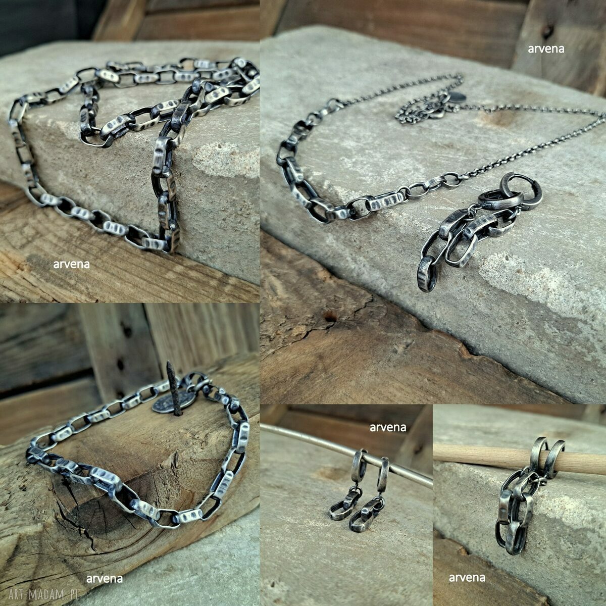 Bransoletka unisex ze srebra oksydowanego 925 - łańcuch z charms 06